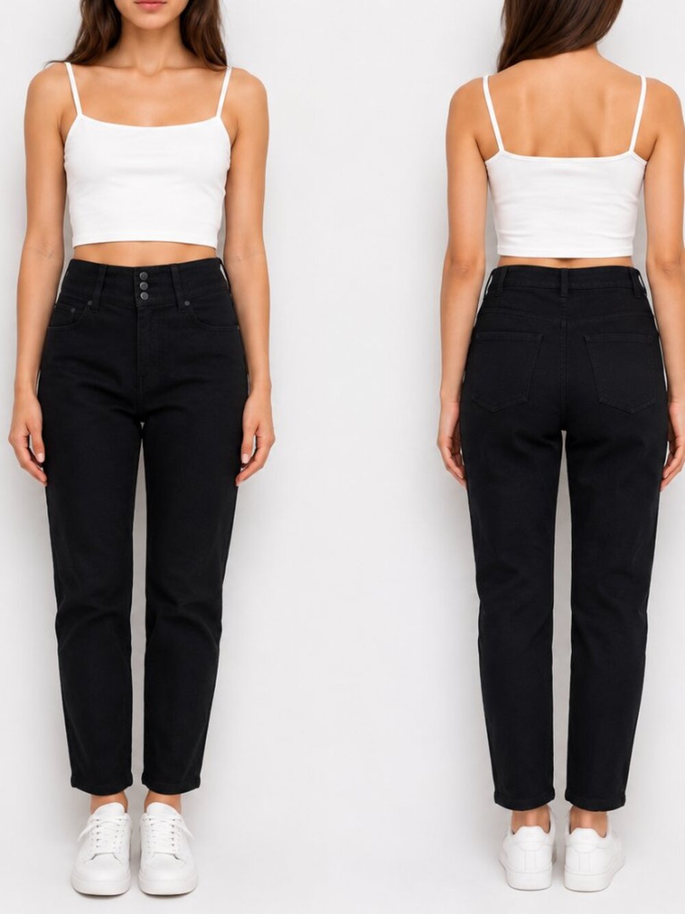 Karl Lagerfeld Paris Womens Black High Waist 3 Button Stretch Pants Size 8 NWT